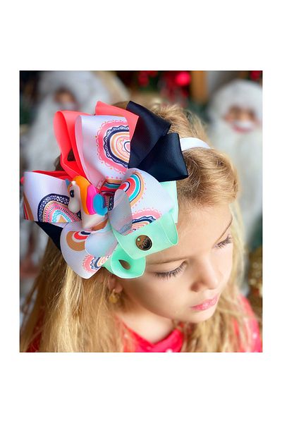 QUEEN AKSESUAR 3D Unicorn Luxury Tiers Colorful Rainbow Ornament Big Bow Crown Adult Children's Crown