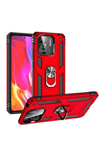GRABONO حافظة لهاتف Xiaomi Poco C40 بطبقة مزدوجة من البولي كربونات وحامل مغنا...