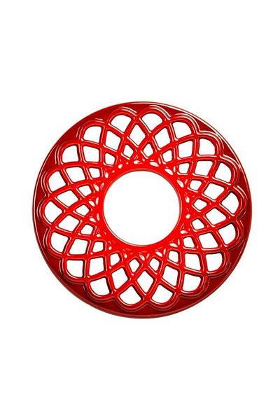 Sürel Shiny Matte Enameled Gradient Red Round Trivet 20 Cm