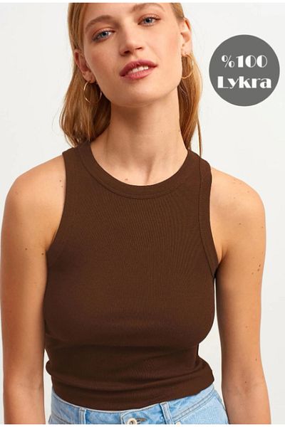 VivaJoy Γυναικείο Πλεκτό Μπλουζάκι με ριμπ λαιμόκοψη