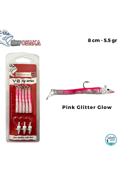 Osaka V8 8cm 5.5gr Silikon Yem Set (3+5) Pink Glitter Glow