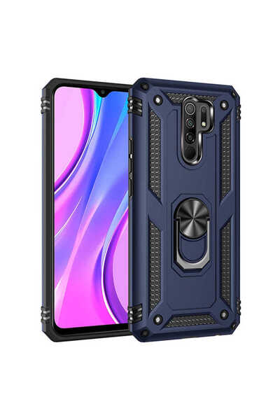 GRABONO غلاف هاتف Xiaomi Redmi 9 بطبقة مزدوجة من البولي كربونات وحلقة حامل مغ...