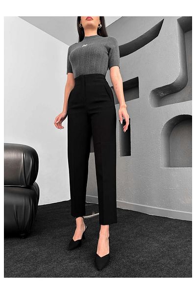 Lady Pixie Collared Carrot Trousers