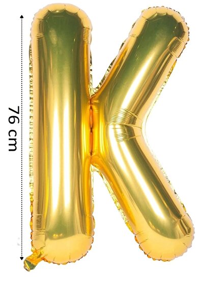 SURPRISE PARTY STORE K Harf Balon Gold Renk Folyo Balon 76 cm 34 inç Helyum B...