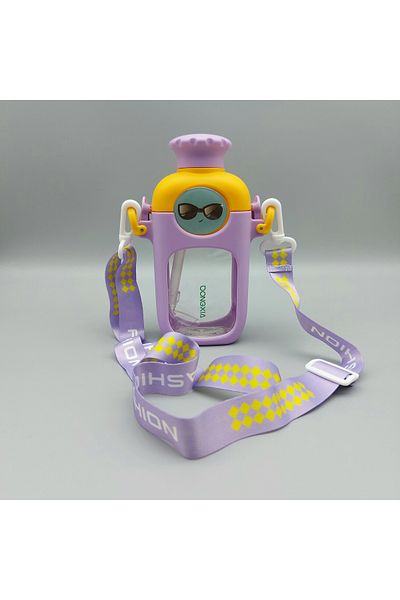 KRD Home Children's flask with straw with figured colored suspension 380 ml