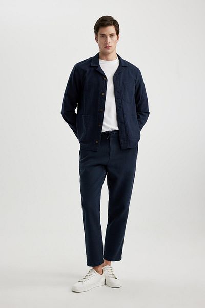 DeFacto Sommer-Jogginghose, normale Passform, normale Passform, Leinen-Look, gerades Bein, Baumwolle, Taschen B4138ax24sp