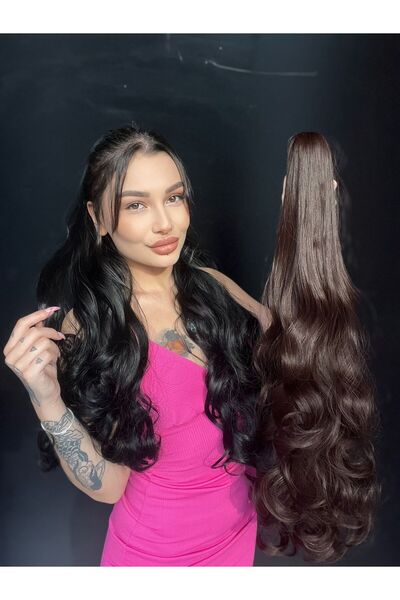 Suzan Peruk Coada de cal extra lungă cu cataramă de 80 cm - maro cald