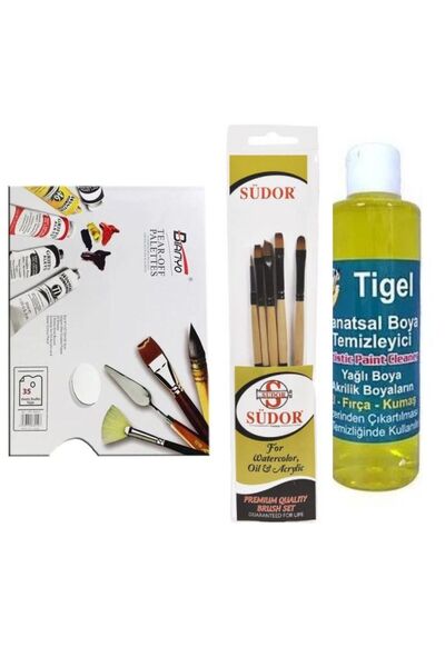 Art Tone PAINTING AID SET SUDOR BRUSH SET+BRUSH CLEANING FLUID+USED HORSE PALLET