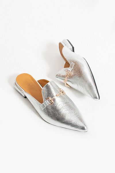 folleshoes Genuine Leather Black Women's Slippers