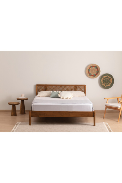 MsmWood İzabelya İskandinav Tarz Doğal Ahşap Karyola