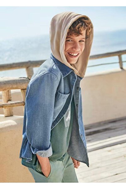 MAYORAL MEN'S HOODED DENIM SHIRT 24YMYR6120