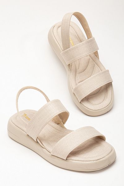 Tonny Black Women's Mink Linen Comfortable Fit Poly Sole Double Strap Sandals