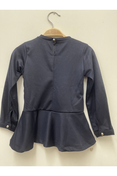 Pitti Girl's Navy Blue Flounce Blouse 9254