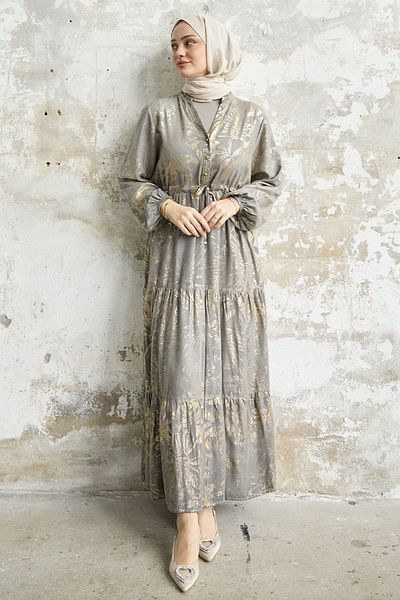 InStyle Rochie Aurie Floral Aurit - Gri