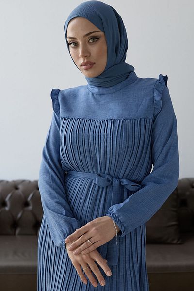 InStyle Set mit plissiertem Rüschendetail vorne - Indigo