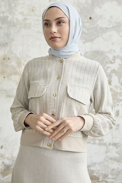 InStyle Set de in cu fustă jachetă cu dungi - albastru