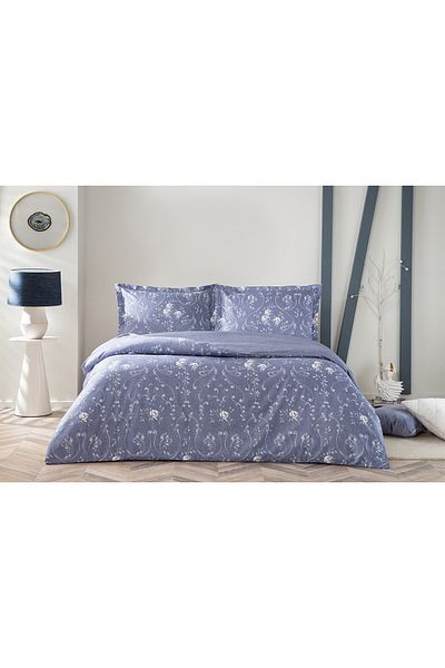 Taç Set cuvertură de pilota dublă Jeanne Blue din satin de bumbac 100% bumbac