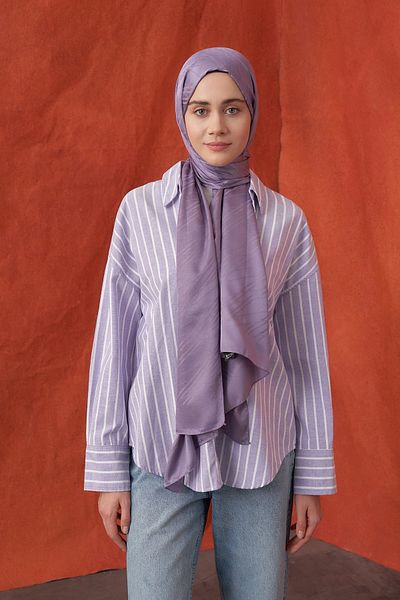 ARMANDA ITALIAN JACQUARD STRIP PATTERNED SHAL
