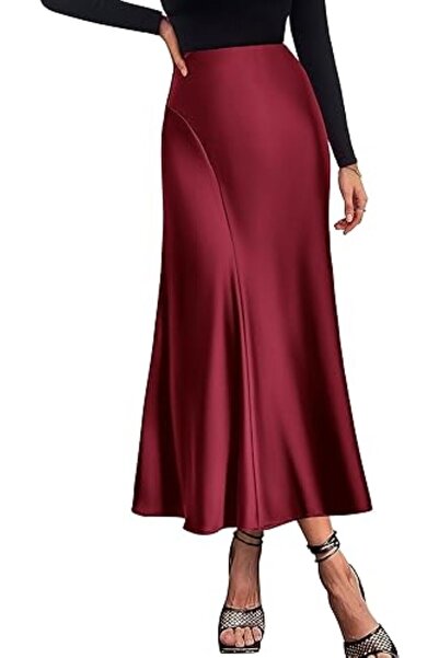 PEPULEM Maxi Length Satin Skirt