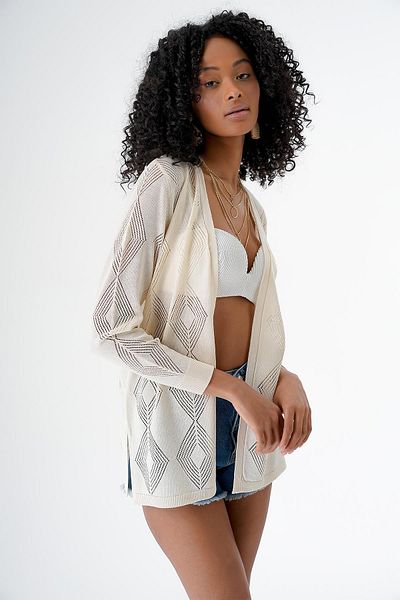 CHUBA Woman's Seasonal Slit Knit Cardigan Vanilla 24S156