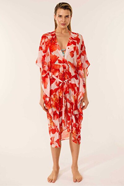 AYYILDIZ 4800 Koral Desenli Plaj Elbisesi