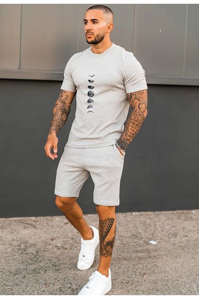 hello tekstil Full Moon Phases Printed Shorts and T-shirt Set