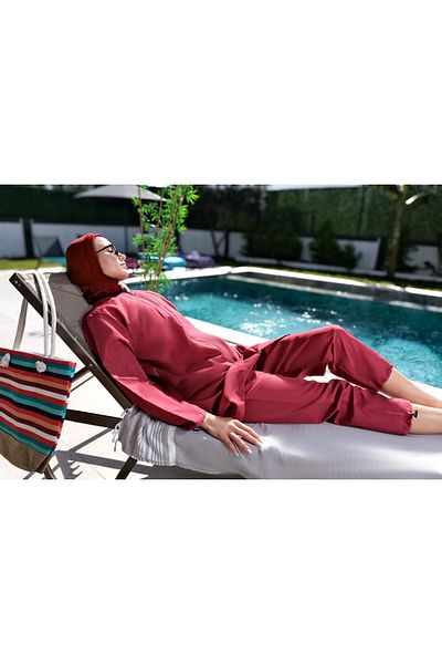 GC GÖKHAN CLUB Fully Covered, Water Repellent, Quick Drying, Side Adjustable Zippered Hijab Swimsuit
