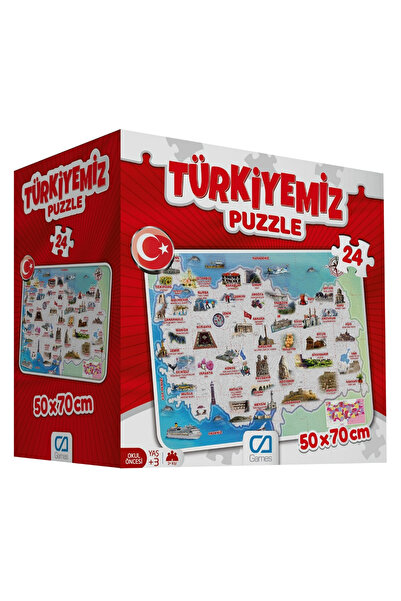 CA Games Türkiyemiz 24 Parça 50x70cm Çocuk Yer-Zemin Puzzle Yapboz Serisi