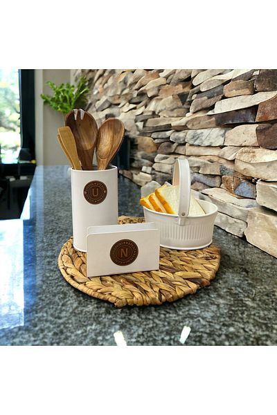LUCKYHOMES Stainless Style 3-Piece Table Top Set - Bread, Napkin Holder, Spoon Holder Kitchen Set