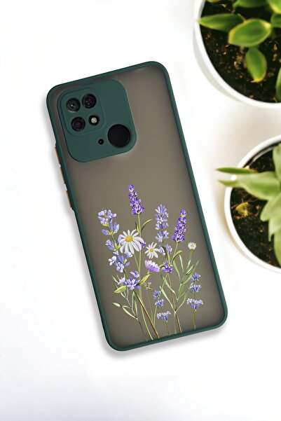 mooodcase Xiaomi Redmi 10C Uyumlu Lavender Desenli Buzlu Şeffaf Lüx Telefon Kılıfı