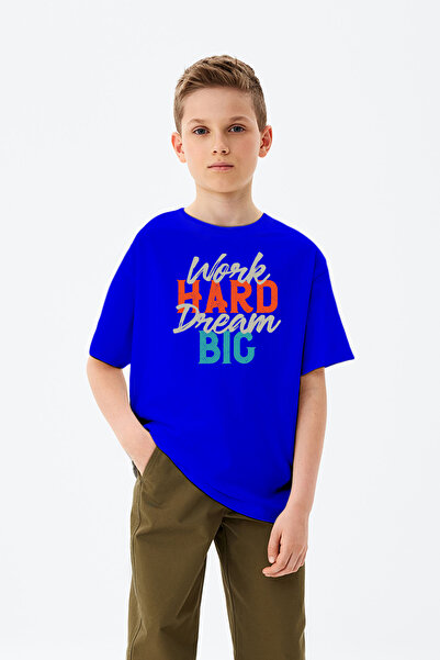 MYADA Work Hard Dream Big Text pentru băieți cu imprimeu colorat