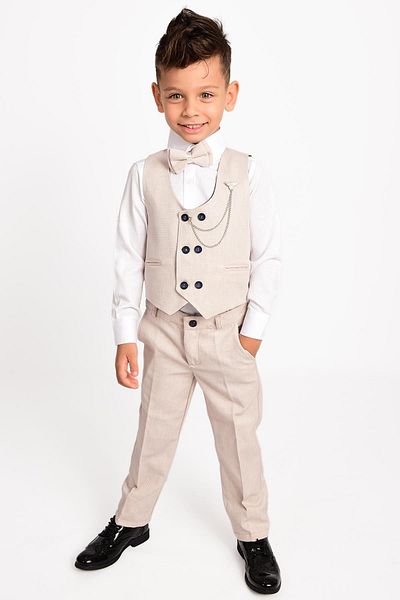 Buse&Eylül Bebe Cream Chain Detailed Boys' Tuxedo Suit