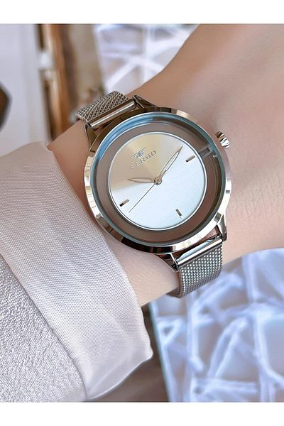 FERRO Silver Straw Cord Colorfast 30 Meters Water Resistant Special Design Women's Wristwatch 21234