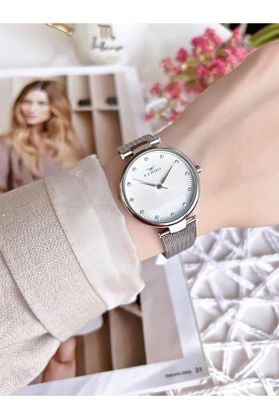 FERRO Silver Straw Cord Colorfast 30 Meters Water Resistant Special Design Women's Wristwatch 2822