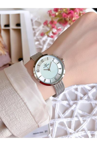 FERRO Silver Straw Cord Colorfast 30 Meters Water Resistant Special Design Women's Wristwatch 1908