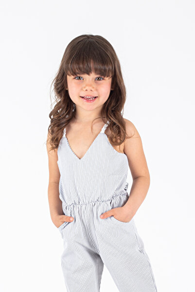 Babykokko Kız Çocuk Askılı Arka Bağlamalı Pamuk Yazlık Tulum