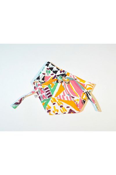 minart design Abstract Colorful Patterned Eyelet Bandana for Cat or Dogs with Tie Detail