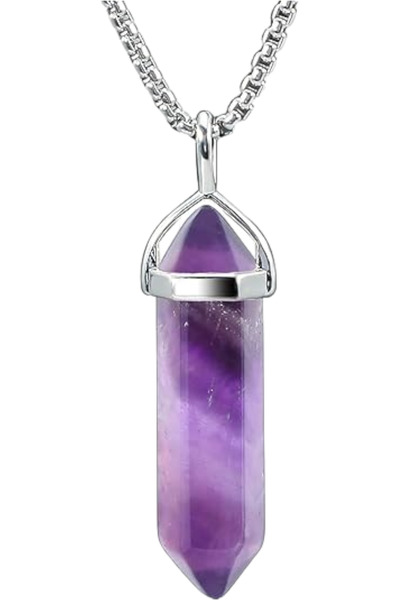 NBS Beautiful Naturel Stones Ametist Doğal Taş Kolye ( pozitiflik , yaşam sev...