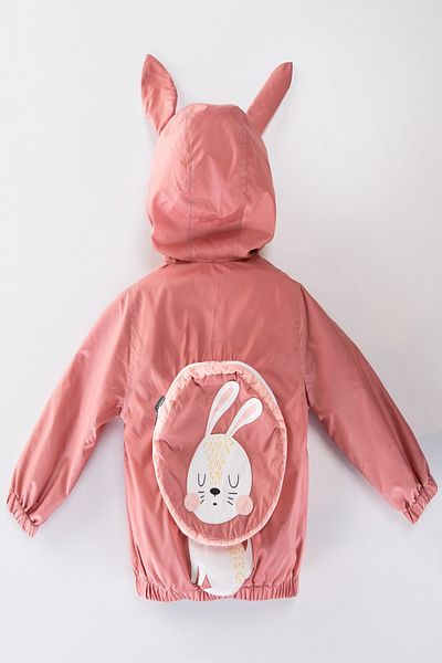 PODİUM GİYİM NEW SEASON CUTE RABBIT BACKPACK COTTON LINED EARS HOODED KIDS&BABY RAINCOAT COAT