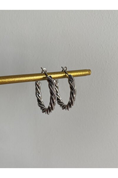 Owentis Çelik Silver Vintage Burgu Halka Küpe 3 Cm -kararma Yapmaz-