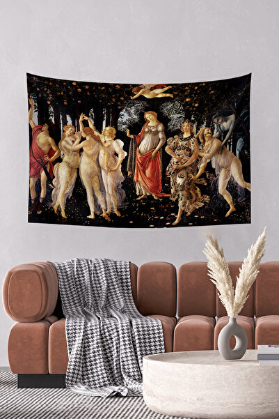 KanvasSepeti Botticelli Primavera İlkbahar Duvar Örtüsü Yağlı Boya Dokulu