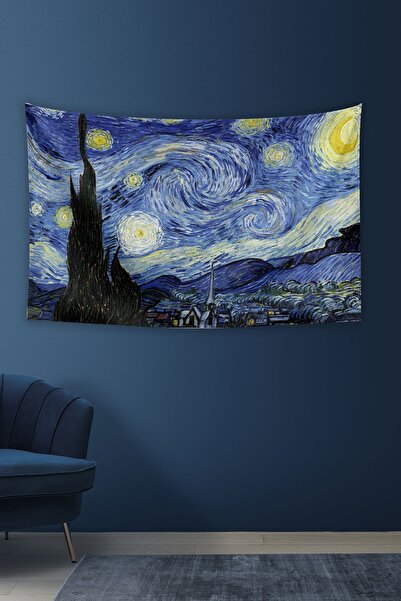 KanvasSepeti Van Gogh Starry Night 1 Wall Cover Oil Painted Textured