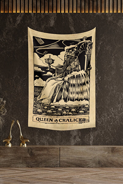 KanvasSepeti بطاقة التارو من Queen of Chalices - غطاء حائط مزخرف بالطلاء الزيتي