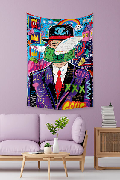 KanvasSepeti Rene Magritte Fiul Omului Graffiti Tapet - Texturat în ulei