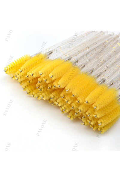 Pavone ЩІТКА ДЛЯ БРІВ - ЩІТКА ДЛЯ ВІЙ - ЩІТКА ДЛЯ МАКІЯЖУ - 50 ШТУК ЖОВТИХ ЩІ...