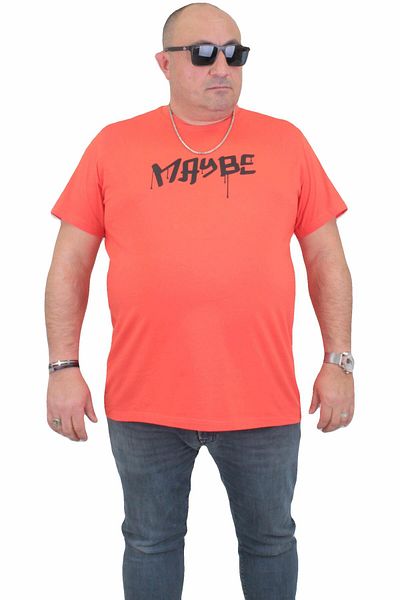 MocGrande Ανδρικό μπλουζάκι μεγάλου μεγέθους - λαιμόκοψη, σχέδιο λουλουδιών ρόδι 24128