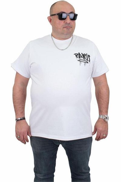 Starbattal Tricou bărbătesc cu gât roșu de mărime mare Paris 24129 ALB