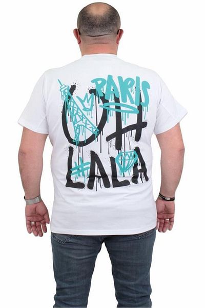 Starbattal Tricou bărbătesc cu gât roșu de mărime mare Paris 24129 ALB