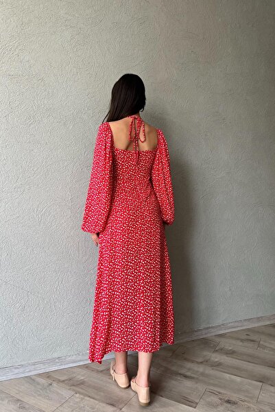 Seda Yalçın Atelier Red Halter Floral Dress