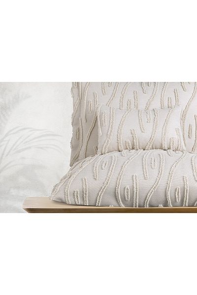 Butikhome by Egemar Astor Tassel Patterned - Chenille Embossed Cream Bedspread Set 4 Pieces
